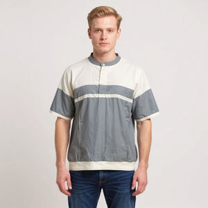 Christian Dior Monsieur Vintage Pullover Shirt Blue Cream Pocketed Shirt - Large